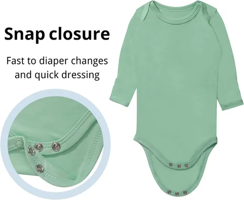 Vista 4 de GUISBY Body para bebé, body de manga larga de rayón para niños y niñas de 0 a 24 meses