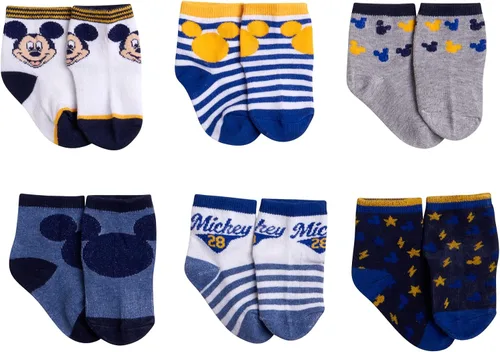 Vista 3 de Disney Calcetines de Mickey Mouse para bebés y niños, paquete de 24 calcetines para recién nacidos, para bebés (tamaño 0-24 meses)