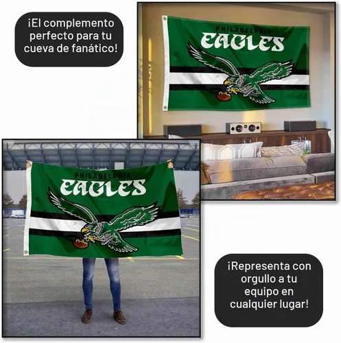 Vista 5 de Bandera retro retro de 3 x 5 de los Philadelphia Eagles Throwback