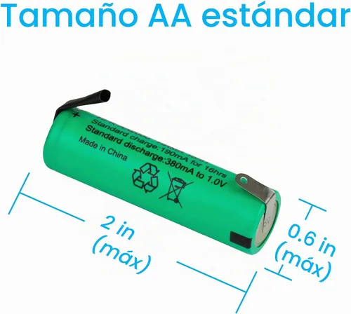 Vista 6 de Tenergy AA 1.2V NiMH 2000mAh Pilas AA recargables con parte superior plana con pestañas, paquete de 10