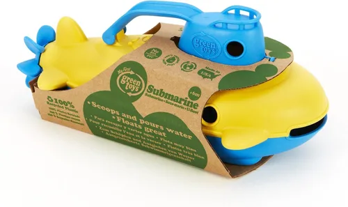 Vista 3 de Green Toys Submarine - Embarcación acuática azul sin BPA, sin ftalatos con hélice trasera giratoria hecha de materiales reciclados. Juguetes seguros