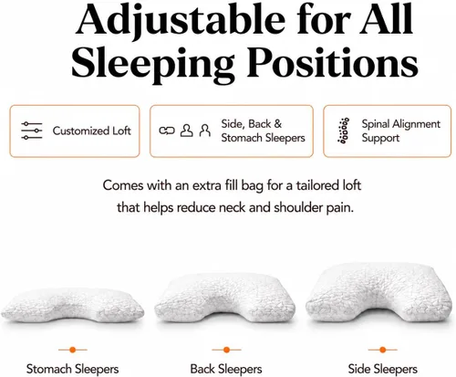 Vista 5 de Almohadas de espuma viscoelástica para dormir, almohada de cama ajustable y transpirable para dormir de lado, espalda y estómago, funda de almohada