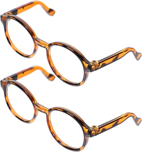 Vista 7 de Toyvian 2 piezas de suministros para muñecas para niños, gafas retro redondas transparentes
