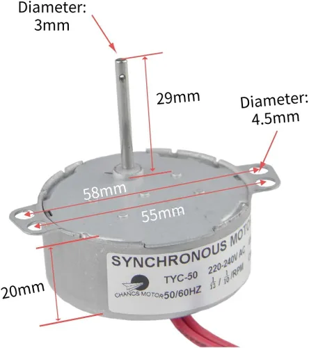 Vista 2 de CHANCS TYC-50 Motor Eléctrico Síncrono AC 110V 0.083-0.1RPM CCW para Ventilador, Microondas, Horno, Chimenea Eléctrica