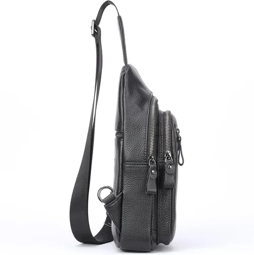 Vista 41 de LUKZIJAES Bolso bandolera de cuero genuino para hombre
