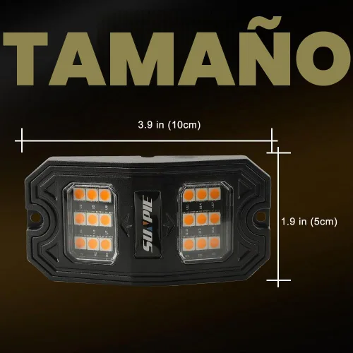 Vista 5 de SUNPIE 8 cápsulas de luz LED de roca ámbar de conexión rápida, 18 chips de ángulo amplio, cables de extensión de 4M para cada luz, almohadillas