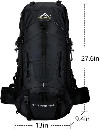 Vista 2 de Mochila de senderismo grande de 70 litros, mochila ligera para hombres y mujeres, al aire libre, gran capacidad, montañismo, impermeable, mochila