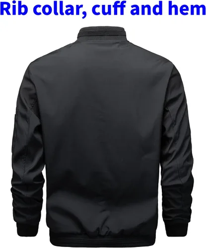 Vista 2 de TLZC Chaqueta bomber ligera para hombre, rompevientos, ajuste ceñido, abrigo activo, ropa exterior