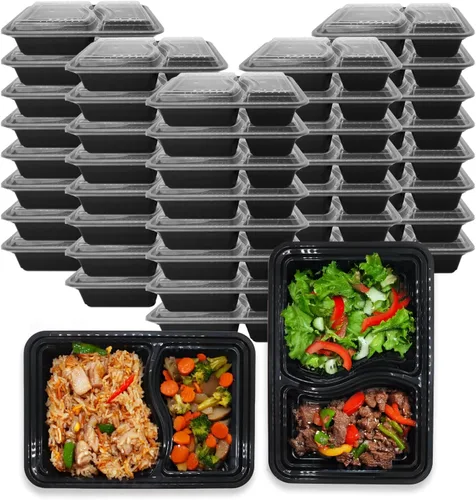 Vista 8 de Klex 50 juegos de recipientes de 16 onzas con tapas herméticas, sin BPA, contenedor de plástico reutilizable para alimentos, 16 onzas