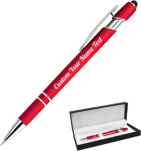 Vista 99 de Bolígrafo personalizado, 1 unidad, bolígrafo personalizado con logotipo de mensaje de nombre comercial grabado, lápiz digital de tinta negra suave