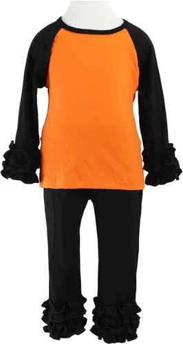 Vista 2 de Wennikids Conjunto de pantalones raglán con volantes y mangas con volantes para bebé