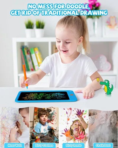 Vista 4 de KOKODI Tableta de escritura LCD para niños de 10 pulgadas, juguetes para niños y niñas de 3, 4, 5, 6, 7, 8 años, tablero de garabatos colorido