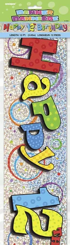 Vista 8 de Unique Party 10855-12ft Prism Happy 4th Birthday Banner