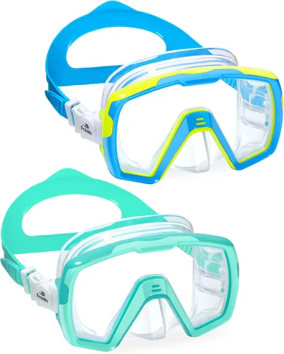 Vista 8 de Freela Gafas de natación para niños con cubierta de nariz para 6 a 16 años, paquete de 2 máscaras de natación de visión amplia, antiniebla, sin