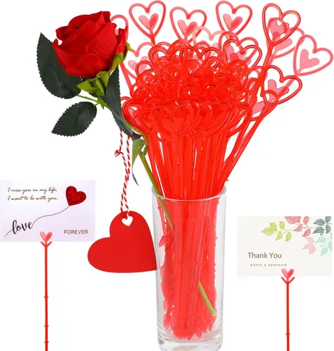 Vista 10 de CCINEE 100 portatarjetas de plástico con forma de tenedor transparente con forma de flores, clips de cabeza recta para ramo de boda, suministros