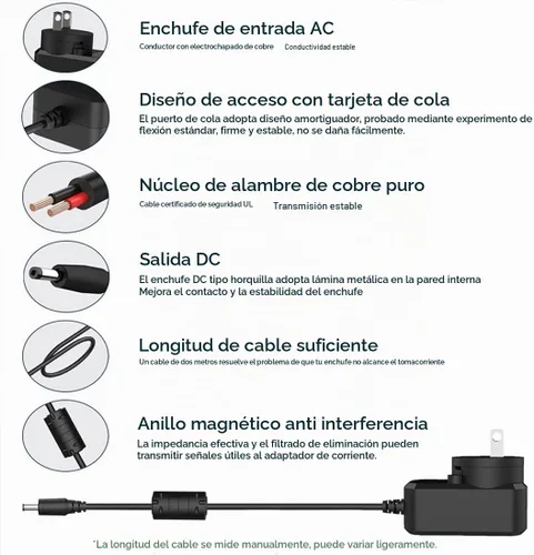 Vista 4 de Repuesto de cable de alimentación Alexa de 15 W para Echo Dot de 3ª generación, Echo Dot 4ª generación, Echo Dot 5ª generación, Echo Show 5 1ª 2ª