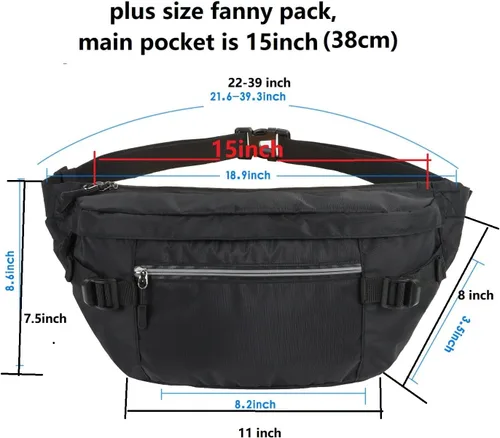 Vista 5 de TITILT Riñonera cruzada de talla grande para mujeres y hombres, bolsa grande impermeable para deportes, viajes, entrenamiento, ciclismo, senderismo