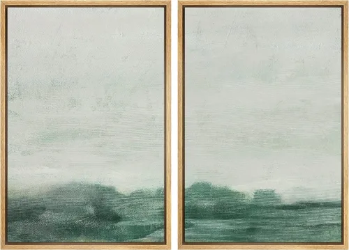 Vista 21 de MUDECOR Lienzo enmarcado para pared, bosque brumoso, reflejos, paisaje tranquilo, ilustraciones modernas, arte decorativo, bohemio, tranquilo/zen