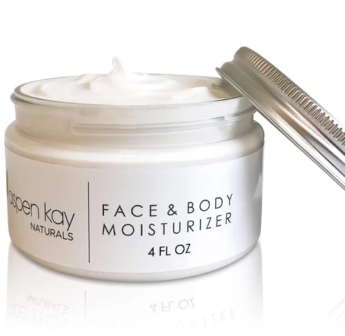 Vista 6 de Aspen Kay Naturals El par perfecto: hidratante natural para rostro y cuerpo para pieles sensibles. (4 onzas) y aceite facial de cúrcuma y rosa