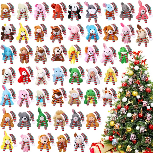 Vista 10 de Skylety Juego de 50 mini animales de peluche a granel, lindos animales de peluche, selva de safari, pequeño, decoración de llavero de peluche