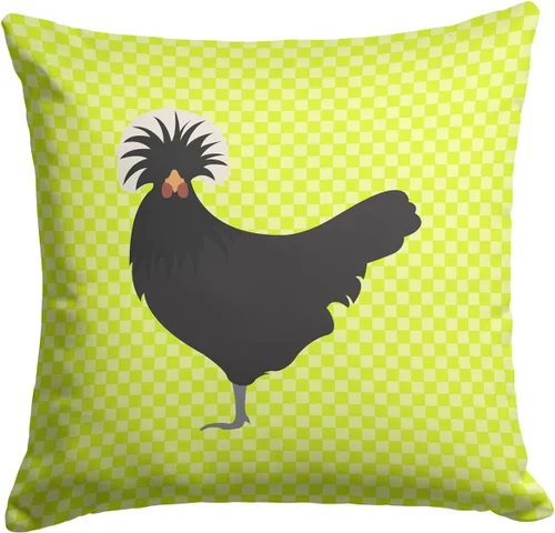 Vista 323 de Caroline's Treasures BB8163PW1414 Beltsville - Almohada decorativa de tela a cuadros pequeños, color blanco, pavo y gallina azul, lavable a máquina
