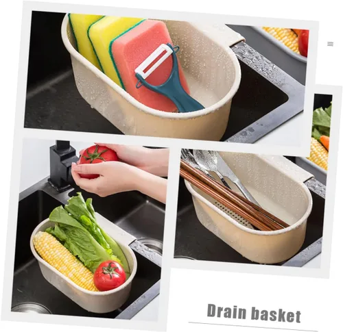 Vista 5 de BESTonZON Cesta colgante para fregadero de cocina, filtro de esponja de plástico, cesta de colador de colador, cesta de fregadero de cocina, soporte