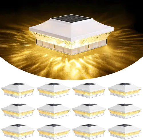 Vista 11 de Brightever Luces solares para postes de 3.5 x 3.5 pulgadas, 4 x 4 pulgadas, paquete de 6 luces solares para postes de madera/vinilo, 2 modos Blanco