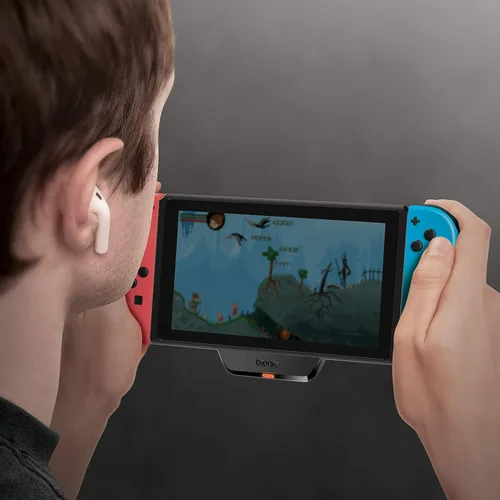 Vista 3 de Bionik BT Audio Sync Wireless Bluetooth Adapter with MIC Nintendo Switch, Switch Lite, Apple AirPods, Beats by Dre-Durable Form Fitting Design