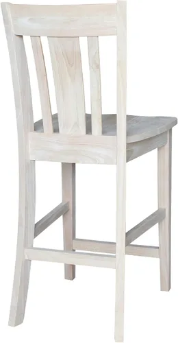 Vista 3 de Taburete de comedor de madera maciza San Remo - Altura del asiento de 24 pulgadas, sin terminar