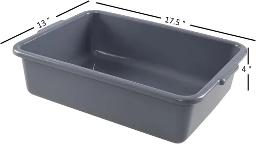 Vista 2 de Drephia Paquete de 4 tinas de autobús de 13 L de utilidad comercial, caja de autobús de plástico, recipiente de carne de carnicero de grado