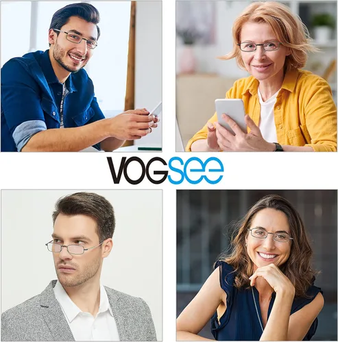 Vista 6 de Folding Reading Glasses Blue Light UV Blocking Compact Foldable Readers Metal Frame,Elastic Spring Hinges,Anti Glare Eyestrain,Portable Sturdy