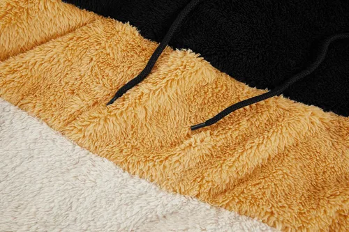Vista 3 de Runcati Sudadera con Capucha de Sherpa Difusa para Hombre, Pullover, Manga Larga, Deportiva, con Bolsillo Frontal, Militar, Ropa Exterior de Otoño e