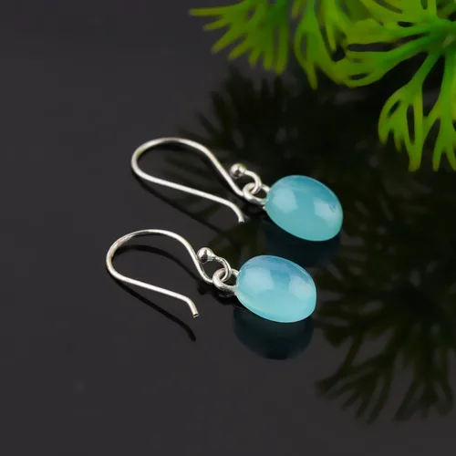 Vista 3 de Pendientes colgantes delicados de piedras preciosas naturales, aretes de plata de ley 925 de diseñador, joyería hecha a mano, piedra de nacimiento