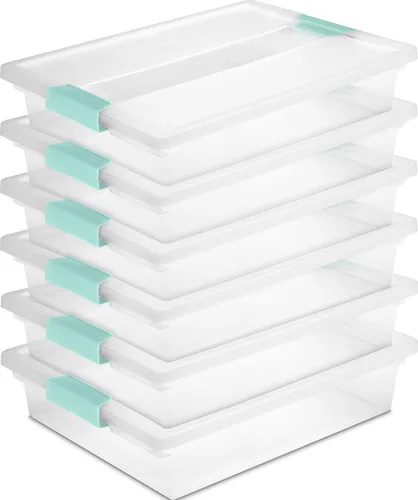 Vista 11 de Sterilite - Juego de 6 cajas con clip, contenedores apilables transparentes de plástico con tapas de cierre, pequeños - Contenedores