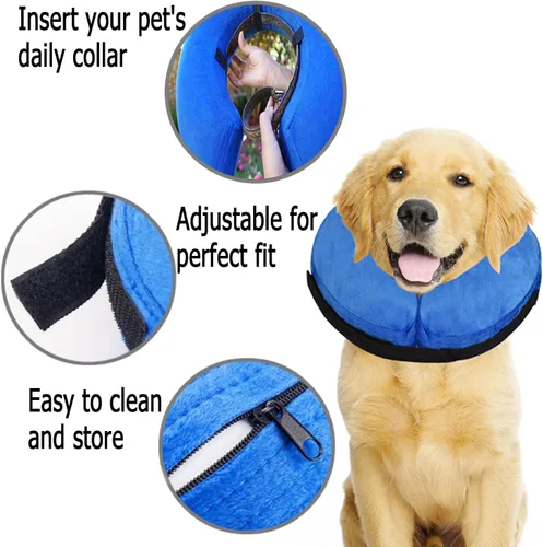Vista 4 de Collar inflable del cono del perro, E-collar protector ajustable suave
