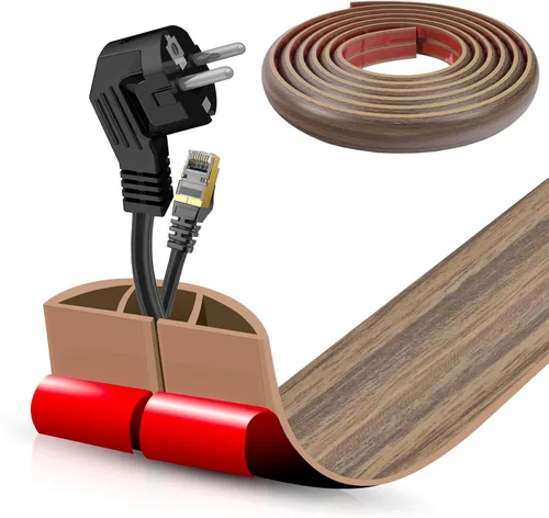 Vista 9 de Cubierta autoadhesiva para cables de suelo, gestión de cables de 3.3 pies, protector de tira de extensión para cables, evita tropiezos de cables