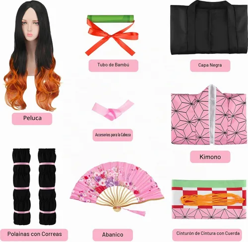 Vista 2 de MEEZY Disfraz de kimono de anime japonés de 13 piezas, disfraz de Halloween para adultos