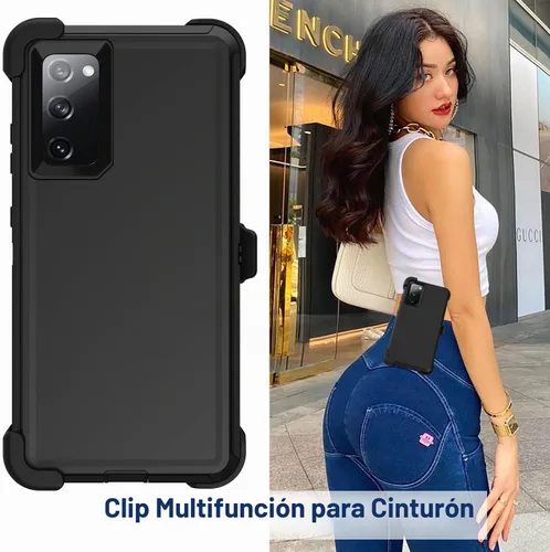 Vista 6 de Funda para Samsung Galaxy S20 FE 5G con funda de clip para cinturón, 2 protectores de pantalla, resistente grado militar, cuerpo completo, a prueba