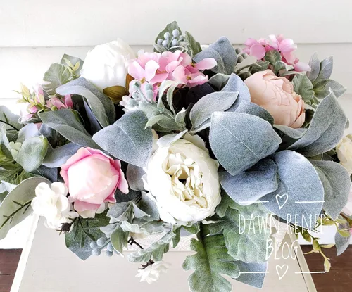 Vista 4 de French Country Floral Arrangement, Peony Floral Arrangement, Modern Farmhouse Centerpiece, Elegant Wedding Centerpieces