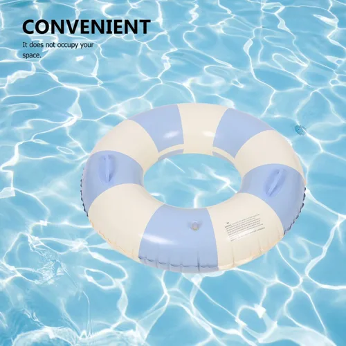 Vista 6 de Garneck Anillo de natación inflable de 32.3 pulgadas, diseño retro a rayas, flotante, flotadores de piscina con asas, anillos de PVC para adultos