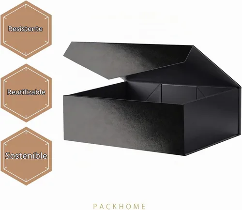 Vista 4 de PACKHOME Caja de regalo grande con tapa de 13.5 x 9 x 4.1 pulgadas, resistente caja de regalo plegable con cierre magnético