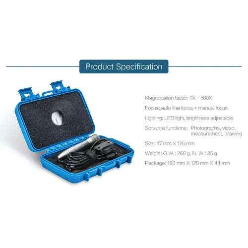 Vista 8 de A005+5.0MP 1 ~ 500X Fino Auto Focus Handheld USB Microscopio Digital Lupa Lupa con LED Metal Stand