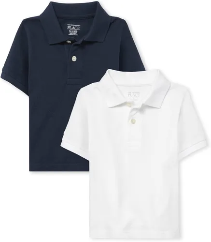 Vista 22 de The Children's Place - Camisa polo de manga corta para bebés y niños pequeños Negro/Blanco 2