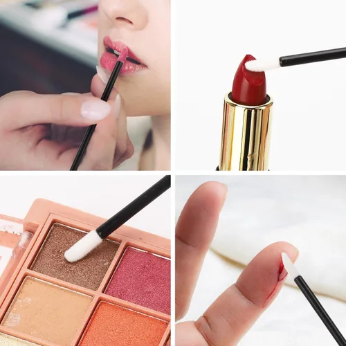 Vista 5 de 100 varitas de rímel desechables de doble extremo, cepillo de labios, aplicador de lápiz labial, carretes de cejas para extensiones de pestañas