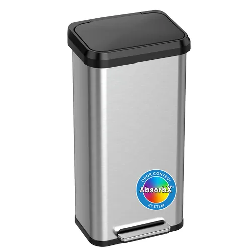 Vista 7 de iTouchless Airstep - Cubo de basura con pedal de 13 galones con sistema de control de olores, basurero de acero inoxidable de grado comercial