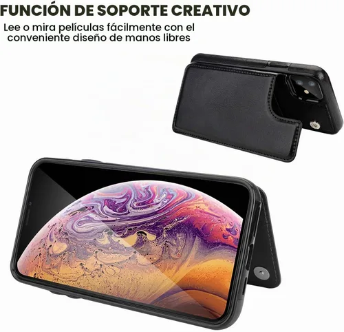 Vista 5 de ONETOP Funda tipo cartera para iPhone 11 con tarjetero de crédito, color Negro
