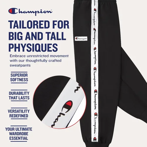 Vista 3 de Champion Pantalones deportivos para hombres grandes y altos - Joggers bordados de forro polar para hombre