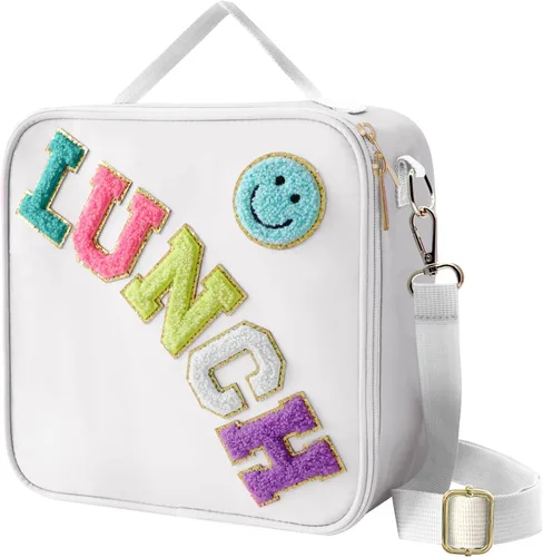 Vista 14 de Bolsa de almuerzo aislada con correa ajustable para el hombro, caja de almuerzo grande aislada de nylon, bolsa de almuerzo reutilizable con asa