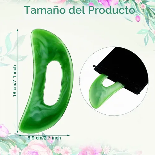 Vista 2 de Gua Sha - Herramienta de masaje con mango, herramientas de masaje de resina, masajeador de drenaje linfático, moldeador corporal, herramientas Gua