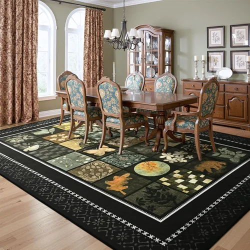 Vista 3 de Tepook Alfombras de área de 5 x 7 pies para sala de estar, alfombra geométrica grande moderna para dormitorio, alfombra de retazos lavable